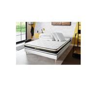 Pack Matelas Soft - Mousse - Ep : 19cm - Sommier kit Blanc avec couette et 2 oreillers