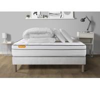 Pack matelas + sommier 140x190 Memo Luxe Ressorts ensaches + memoire de forme 5 zones de confort MAXI epaisseur