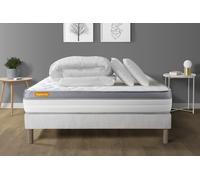 Pack Matelas + Sommier 140x190 Memo Zen Mousse A Memoire De Forme 5 Zones De Confort Maxi Epaisseur + Couette + 2 Oreillers