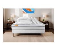 Pack matelas + sommier 140x200 Memo Luxe Ressorts ensachés + mémoire de forme 5 zones de confort MAXI épaisseur