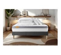 Pack matelas + sommier 160x200 Memo Zen Mousse à mémoire de forme 5 zones de confort MAXI épaisseur + Couette + 2 oreillers