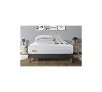 Pack Matelas + Sommier Gris 140x200 Memo Bio Mousse A Memoire De Forme 5 Zones De Confort Maxi Epaisseur + Couette + 2 Oreiller