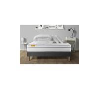 Pack matelas + sommier gris 140x200 Memo Luxe Ressorts ensachés + mémoire de forme 5 zones de confort MAXI épaisseur + Couette +