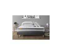 PACK matelas + sommier gris 160x200 Memo Plus Mémoire de forme 3 zones + 2 oreillers + couette