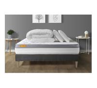 Pack matelas + sommier kit 160x200 Memo Zen Mousse à mémoire de forme MAXI épaisseur + Couette + 2 oreillers