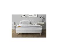 Pack matelas + sommier kit blanc 160x200 Memo Luxe Ressorts ensachés + mémoire de forme + Couette + 2 oreillers