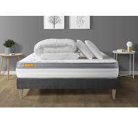 Pack Matelas + Sommier Kit Gris 140x190 Memo Zen Mousse A Memoire De Forme Maxi Epaisseur + Couette + 2 Oreillers