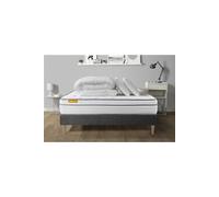 Pack matelas + sommier kit gris 140x200 Memo Luxe Ressorts ensachés + mémoire de forme + Couette + 2 oreillers