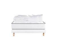 Pack Matelas + Sommier Tapissier Blanc 160x200 cm + 2 Oreillers + 1 Couette - IZAC - ALTOBUY