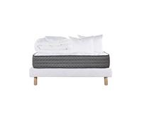 Pack Matelas + Sommier Tapissier Blanc 160x200 cm + 2 Oreillers + 1 Couette - ZENITH - ALTOBUY