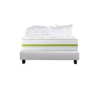 Pack Matelas + Sommier Tapissier Gris 160x200 cm + 2 Oreillers + 1 Couette - REVA -