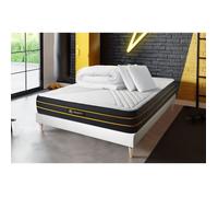 Pack matelas ULTRA 140x190 + sommier blanc + Couette + 2 oreillers G