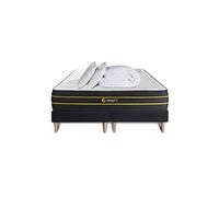Pack matelas ULTRA 160x200 + double sommiers noir 80x200 + Couette + 2 oreillers