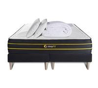 Pack matelas ULTRA 160x200 + double sommiers noir 80x200 + Couette + 2 oreillers