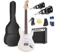 Pack Max GigKit - Guitare Électrique Débutant 4/4 + Ampli 40 Watts + Système Sans Fil | Blanche