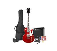 Max Pack Guitare Électrique GigKit Vintage Rock, Style SC, Ampli 40 Watts, Accessoires, Housse, Accordeur, Cordes de rechange, Sangle, Câble 3m et Médiators, Kit Complet Débutant - Rouge