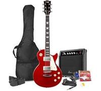 Max Pack Guitare Électrique GigKit Vintage Rock, Style SC, Ampli 40 Watts, Accessoires, Housse, Accordeur, Cordes de rechange, Sangle, Câble 3m et Médiators, Kit Complet Débutant - Rouge