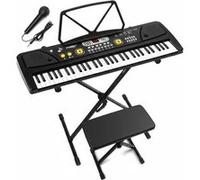 Pack MAX KD61 - Clavier/Piano 61 Touches avec Support et Banc | Piano Électronique Portable pour Débutants - Modèle Noir