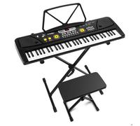 Pack MAX KD61 - Clavier/Piano 61 Touches avec Support et Banc | Piano Électronique Portable pour Débutants - Modèle Noir