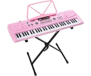 Pack MAX KD61P - Clavier/Piano 61 Touches avec Support | Piano Électronique Portable Débutant - Rose