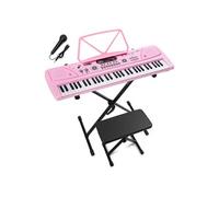 Pack MAX KD61P - Clavier 61 Touches avec Support & Tabouret | Piano Électronique Débutant - Rose