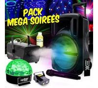PACK MEGA SOIREES DJOON 500W USB + Jeux LIGHT + machine à fumée
