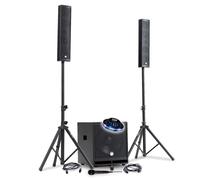 Pack MEGA SONO DJ BM SONIC BMS-15-SLIM-BT, 1200W Enceintes satellites, SUB 38cm USB/Bluetooth, Supports Câbles, Micro, Lumière