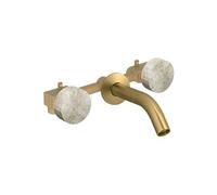 Pack mélangeur lavabo encastré 3 trous Grands Boulevards douceur minérale et laiton brossé