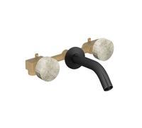 Pack mélangeur lavabo encastré 3 trous Grands Boulevards douceur minérale et noir