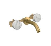 Pack mélangeur lavabo encastré 3 trous Grands Boulevards marbre envoûtant et laiton brossé