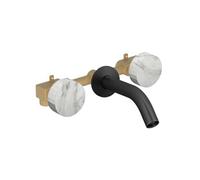 Pack mélangeur lavabo encastré 3 trous Grands Boulevards marbre envoûtant et noir