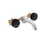 Pack mélangeur lavabo encastré 3 trous Grands Boulevards marbré orage et chromé