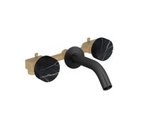 Pack mélangeur lavabo encastré 3 trous Grands Boulevards marbré orage et noir