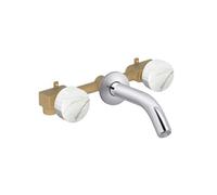 Pack mélangeur lavabo encastré 3 trous Grands Boulevards marbre sculptural et chromé