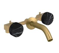 Pack mélangeur lavabo encastré 3 trous JACOB DELAFON Grands Boulevards marbré orage et laiton brossé