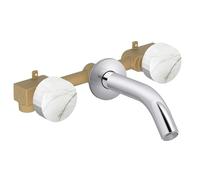 Pack mélangeur lavabo encastré 3 trous JACOB DELAFON Grands Boulevards marbre sculptural et chromé