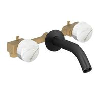 Pack mélangeur lavabo encastré 3 trous JACOB DELAFON Grands Boulevards marbre sculptural et noir