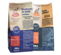 Pack ménage : bicarbonate de soude 500 g + acide citrique 500 g