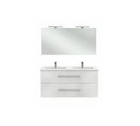 Pack meuble double vasque 120 cm Ola Up + miroir + spot