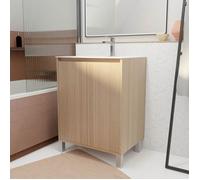 Pack Meuble Salle de Bains 60 cm Chêne Clair 2 portes avec Vasque Céramique - XENOS