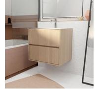 Pack Meuble Salle de Bains 60 cm Chêne Clair, 2 tiroirs avec Vasque Céramique - XENOS Multicolore