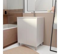 Pack Meuble Salle de Bains 60 cm Laqué Blanc, 2 portes avec Vasque Céramique - XENOS