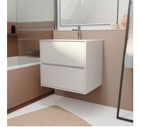 Pack Meuble Salle de Bains 60 cm Laqué Blanc, 2 tiroirs avec Vasque Céramique - XENOS