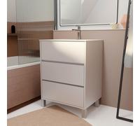 Pack Meuble Salle de Bains 60 cm Laqué Blanc, 3 tiroirs avec Vasque Céramique - XENOS