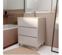 Pack Meuble Salle de Bains 60 cm Laqué Blanc, 3 tiroirs avec Vasque Céramique - XENOS