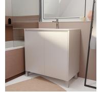 Pack Meuble Salle de Bains 80 cm Blanc, 2 portes avec Vasque Céramique - XENOS