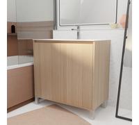 Pack Meuble Salle de Bains 80 cm Chêne Clair, 2 portes avec Vasque Céramique - XENOS Multicolore