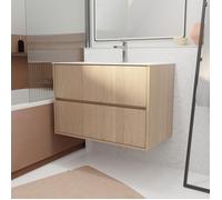 Pack Meuble Salle de Bains 80 cm Chêne Clair, 2 tiroirs avec Vasque Céramique - XENOS