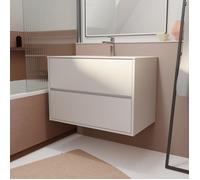 Pack Meuble Salle de Bains 80 cm Laqué Blanc, 2 tiroirs avec Vasque Céramique - XENOS