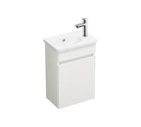 Pack meuble suspendu lave-mains Joline blanc mat + Robinet lave-mains eau froide Duravit Wave Chromé brillant